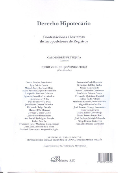 Kniha Derecho hipotecario : contestaciones a los temas de las oposiciones de registros Nuria . . . [et al. ] Lander Fernández