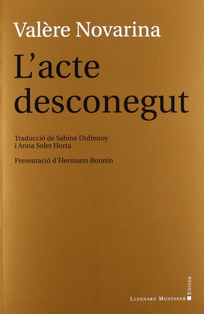 Kniha L'acte desconegut Novarina