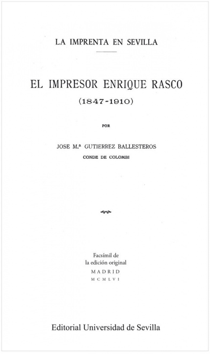 Kniha El impresor Enrique Rasco, 1847-1910 