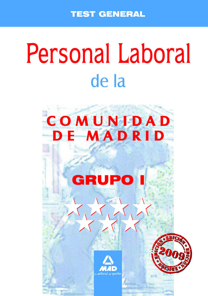 Książka Personal Laboral, Grupo I, Comunidad de Madrid. Test del temario general Fernando Martos Navarro