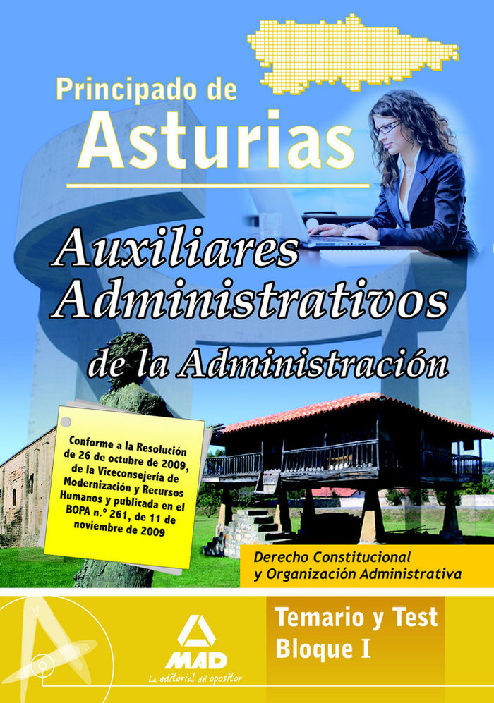 Carte Auxiliares Administrativo, Administración del Principado de Asturias. Temario y test bloque I. Derecho constitucional y organización administrativa Elena García Fernández