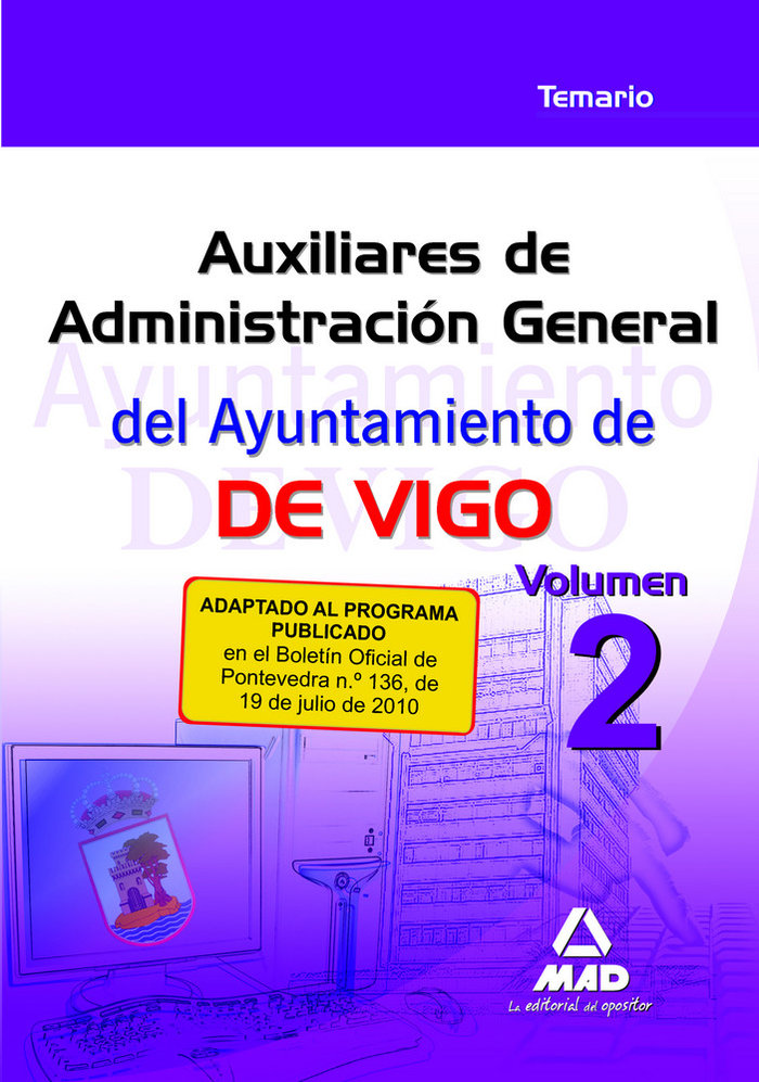 Książka Auxiliares de administración general del Ayuntamiento de Vigo. Temario Volumen 2 