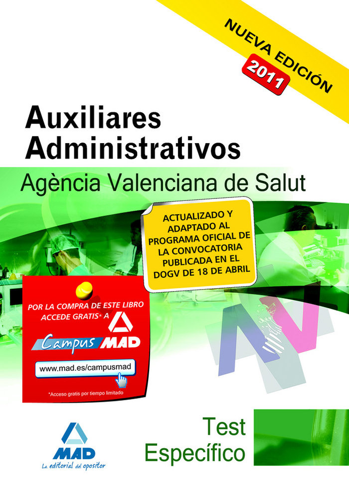 Carte Auxiliares Administrativos, Agencia Valenciana de Salud. Test de la parte específica Fernando Martos Navarro