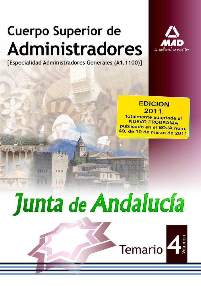 Książka Cuerpo Superior de Administradores [Especialidad Administradores Generales (A1 1100)] de la Junta de Andalucía. Temario. Volumen IV Joaquín Martínez del Fresno