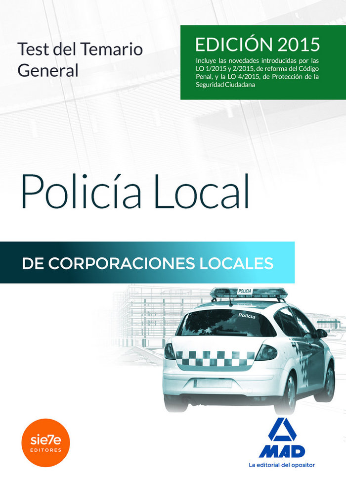 Βιβλίο Policía Local. Test del Temario General 