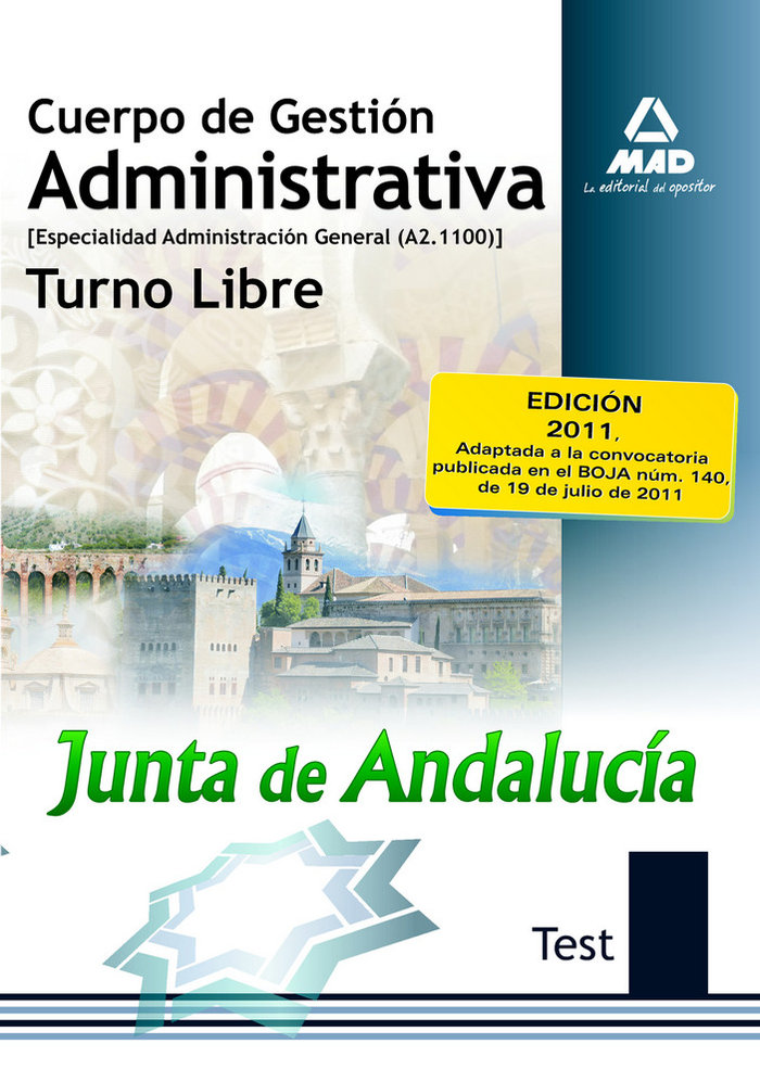 Kniha Cuerpo de Gestión Administrativa, especialidad Administración General, turno libre, Junta de Andalucía. Test Fernando Martos Navarro