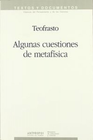 Kniha Algunas cuestiones de metafísica Teofrasto