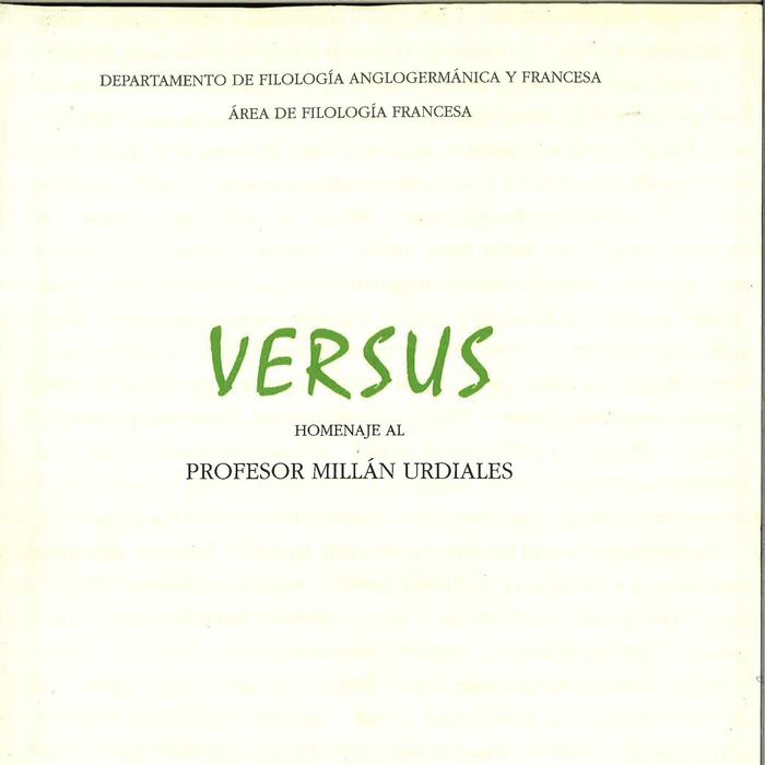 Книга Versus. Homenaje al profesor Millán Urdiales Universidad de Oviedo. Departamento de Filología Angloamericana