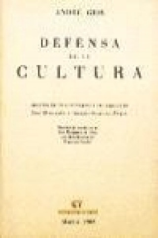 Kniha Defensa de la Cultura André Gide