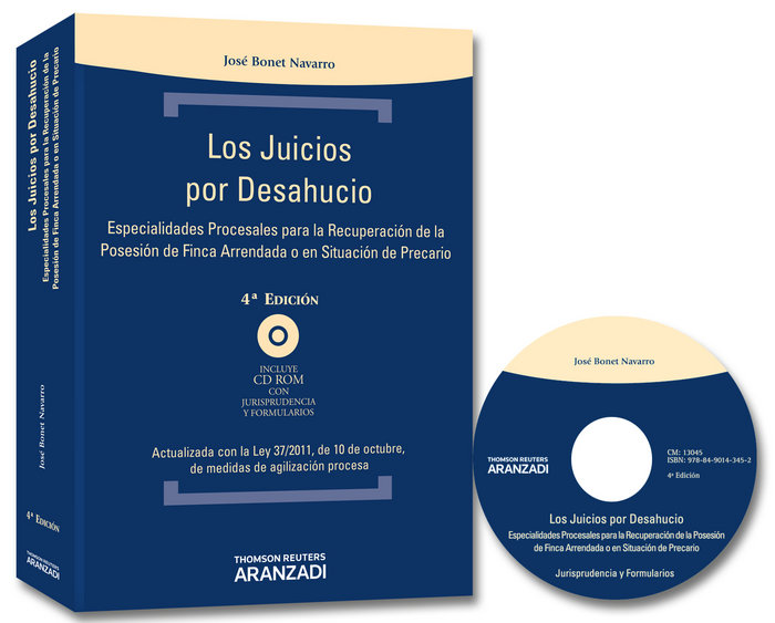 Carte Los juicios por desahucio : especialidades procesales para la recuperación de la posesión de finca arrendada o en situación de precario José Bonet Navarro
