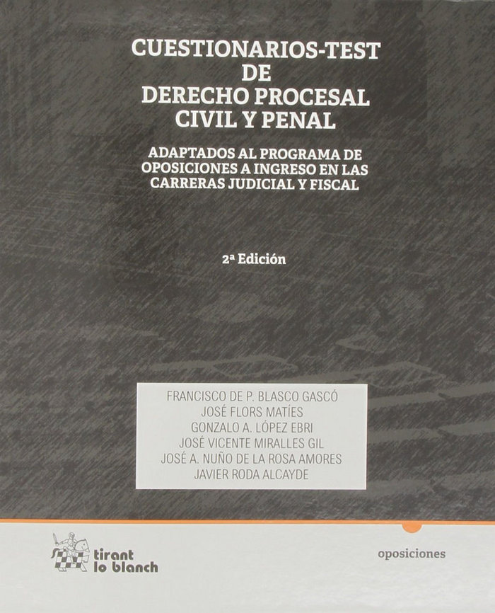 Książka Cuestionarios-test de derecho procesal civil y penal : adaptados al programa de oposiciones a ingreso en las carreras judicial y fiscal Francisco de Paula . . . [et al. ] Blasco Gascó