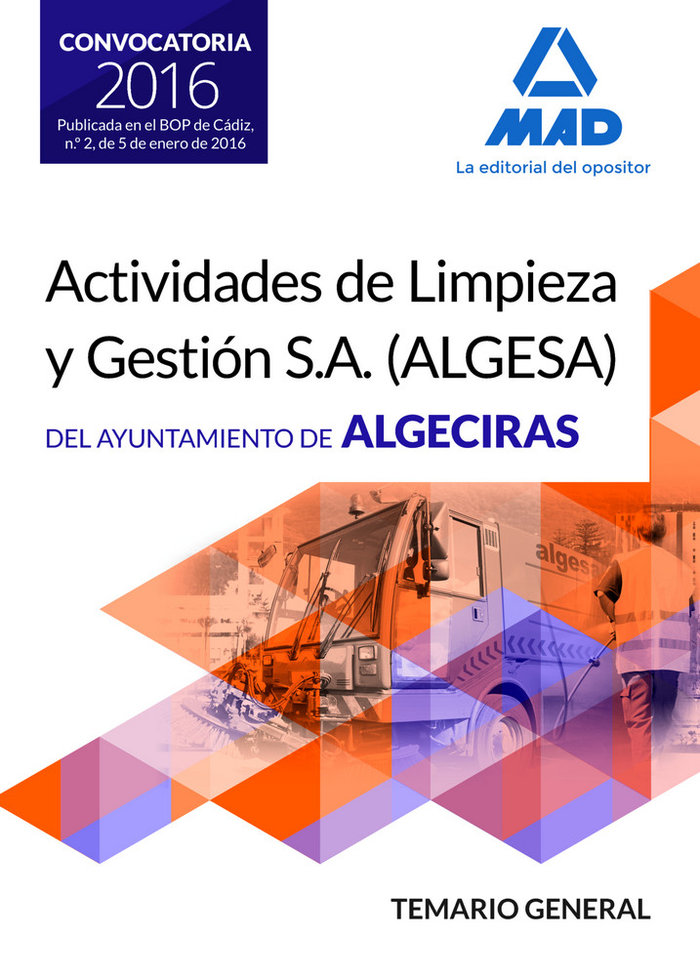 Carte Temario general para las oposiciones de la empresa pública Actividades de limpieza y Gestión S.A (ALGESA). Ayuntamiento de Algeciras 