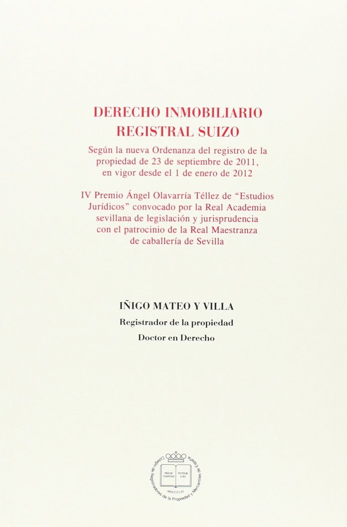 Buch Derecho inmobiliario registral suizo 