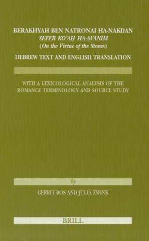 Book Berakhyah Ben Natronai Ha-Nakdan, "Sefer Ko a Ha-Avanim (on the Virtue of the Stones)." Hebrew Text and English Translation: With a Lexicological Anal Julia Zwink
