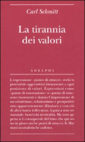 Книга La tirannia dei valori Carl Schmitt