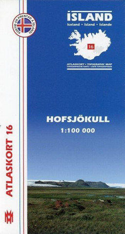 Tiskovina Island Atlaskort 16 Hofsjökull 1:100.000 