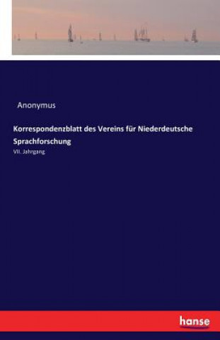 Carte Korrespondenzblatt des Vereins fur Niederdeutsche Sprachforschung Anonymus