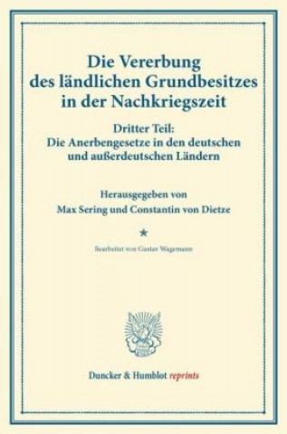 Carte Die Vererbung des ländlichen Grundbesitzes in der Nachkriegszeit. Max Sering