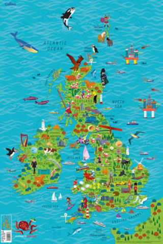 Tlačovina Children's Wall Map of the United Kingdom and Ireland Collins Maps