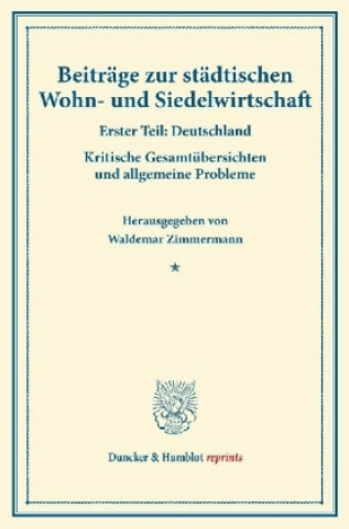 Book Beiträge zur städtischen Wohn- und Siedelwirtschaft. Waldemar Zimmermann