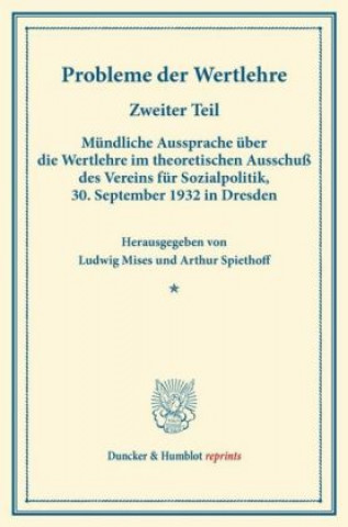 Libro Probleme der Wertlehre. Ludwig Mises