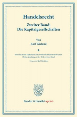 Livre Handelsrecht. Karl Wieland