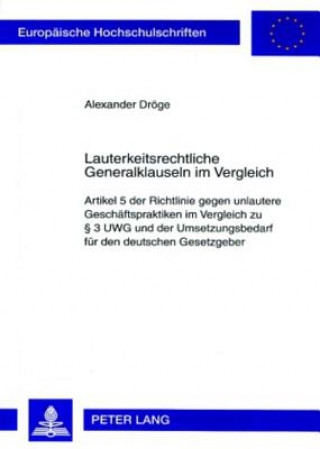 Carte Lauterkeitsrechtliche Generalklauseln Im Vergleich Alexander Dröge