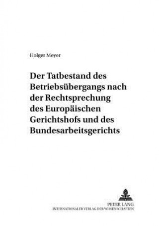 Kniha Tatbestand Des Betriebsuebergangs Nach Der Rechtsprechung Des Europaeischen Gerichtshofs Und Des Bundesarbeitsgerichts Holger Meyer