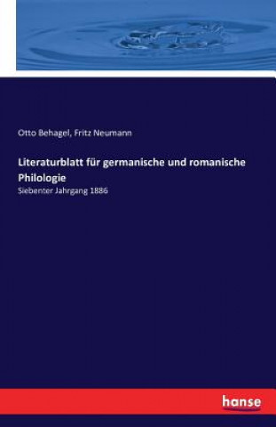 Książka Literaturblatt fur germanische und romanische Philologie Otto Behagel