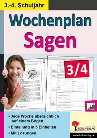 Carte Wochenplan Sagen 3/4 Autorenteam Kohl-Verlag