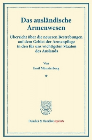 Kniha Das ausländische Armenwesen. Emil Münsterberg