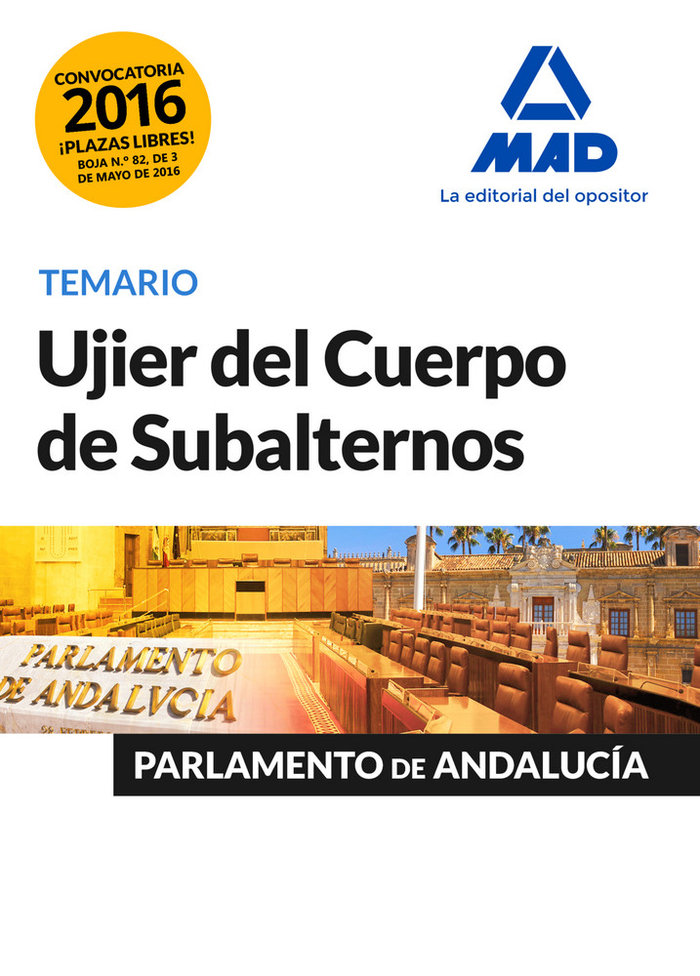 Knjiga Ujier del Cuerpo de Subalternos del Parlamento de Andalucía. Temario 