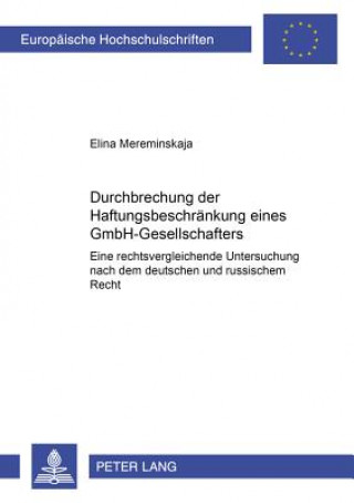 Libro Durchbrechung Der Haftungsbeschraenkung Eines Gmbh-Gesellschafters Elina Mereminskaja