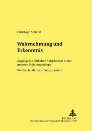 Kniha Wahrnehmung Und Erkenntnis Christoph Schmitt