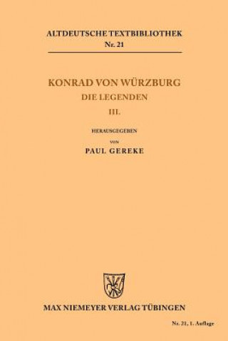 Książka Die Legenden III Konrad von Würzburg