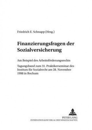 Kniha Finanzierungsfragen der Sozialversicherung Friedrich E. Schnapp