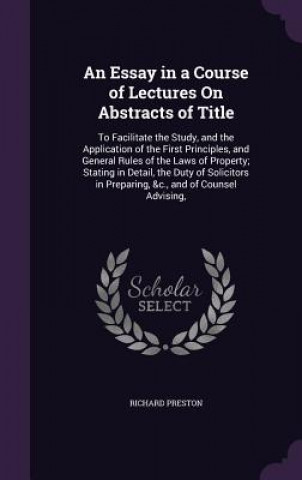 Kniha Essay in a Course of Lectures on Abstracts of Title Preston
