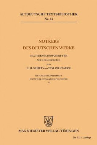 Buch Notkers des Deutschen Werke Edward H. Sehrt