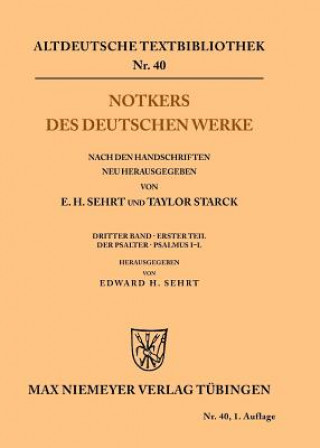 Kniha Notkers des Deutschen Werke Edward H. Sehrt