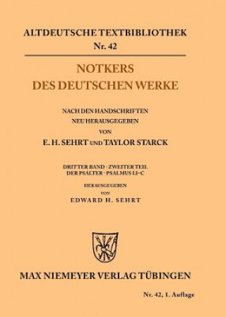 Libro Notkers des Deutschen Werke Edward H. Sehrt