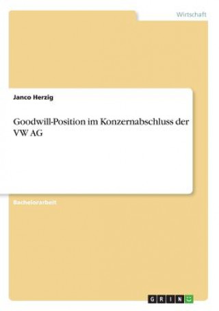 Kniha Goodwill-Position im Konzernabschluss der VW AG Janco Herzig