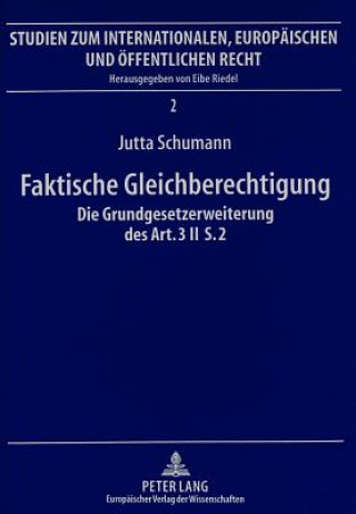 Livre Faktische Gleichberechtigung Jutta Schumann