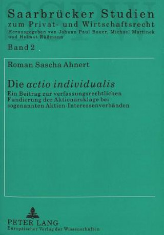 Carte Die Â«actio individualisÂ» Roman Sascha Ahnert