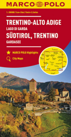 Tlačovina MARCO POLO Karte Südtirol, Trentino, Gardasee 1:200 000. Trentin, Haut-Adige, Lac de Garda / Trentino, Alto Adige, Lago di Garda / Trentino, South Tyr 