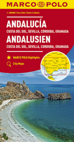 Nyomtatványok Andalusia, Costa Del Sol, Seville, Cordoba, Granada Marco Polo Map 