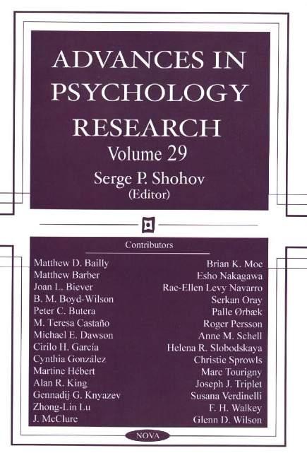 Kniha Advances in Psychology Research Serge P Shohov