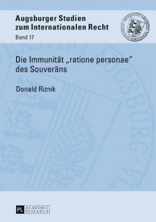 Kniha Die Immunitaet "Ratione Personae" Des Souveraens Donald Riznik