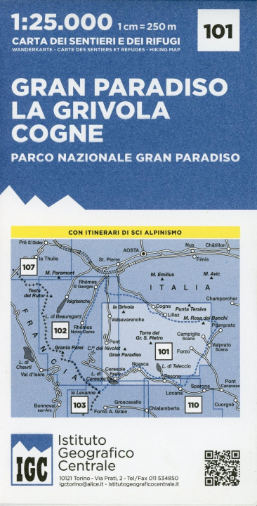 Nyomtatványok IGC Wanderkarte Gran Paradiso, La Grivola, Cogne 