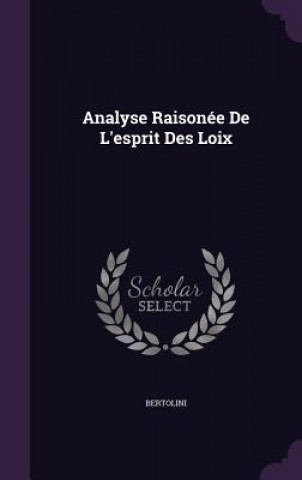 Kniha Analyse Raisonee de L'Esprit Des Loix Bertolini