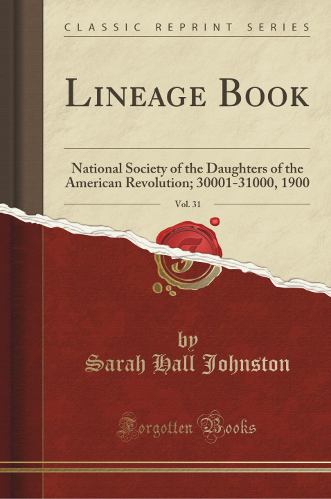 Carte Lineage Book, Vol. 31 Sarah Hall Johnston